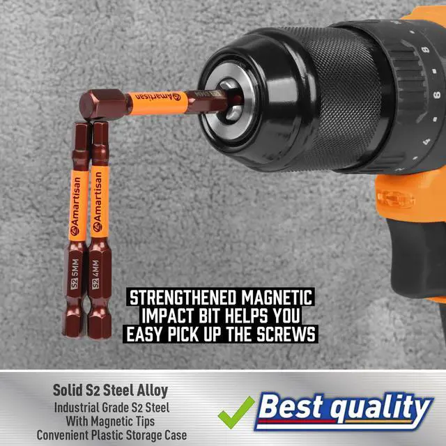Alt view image 5 of 7 - 20-Piece Hex Head Allen Wrench Drill Bit Set, Metric and SAE S2 Steel Hex Bits Set, Magnetic Tips, 2.3" Long With Storage box.