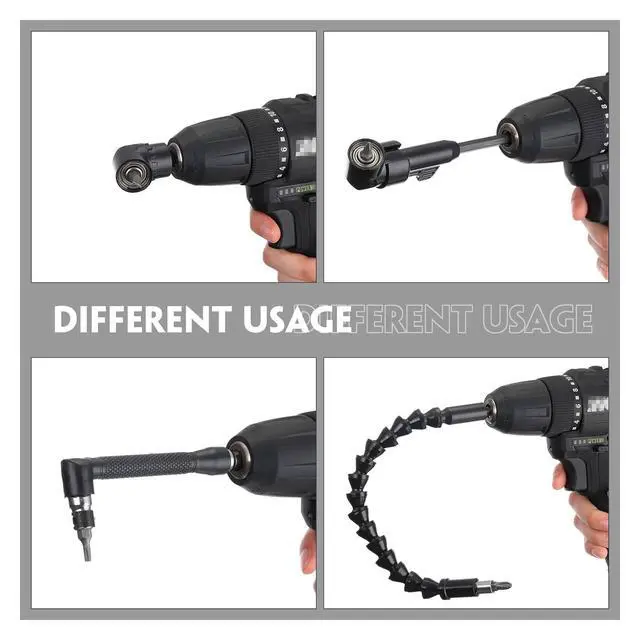 Alt view image 3 of 7 - 17 Pcs Flexible Drill Bit Extension 105 Degree Right Angle Drill Adapter,360° Rotatable 1/4 3/8 1/2" Impact Grade Socket Adapter Set,90° Angled Bits,Super Bit Shaft Extension Bits,Screwdriver Bit Set