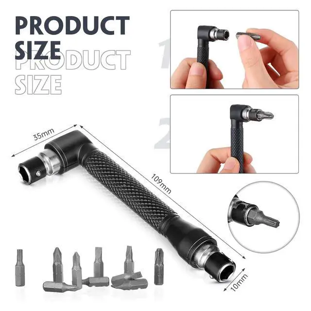 Alt view image 4 of 7 - 17 Pcs Flexible Drill Bit Extension 105 Degree Right Angle Drill Adapter,360° Rotatable 1/4 3/8 1/2" Impact Grade Socket Adapter Set,90° Angled Bits,Super Bit Shaft Extension Bits,Screwdriver Bit Set