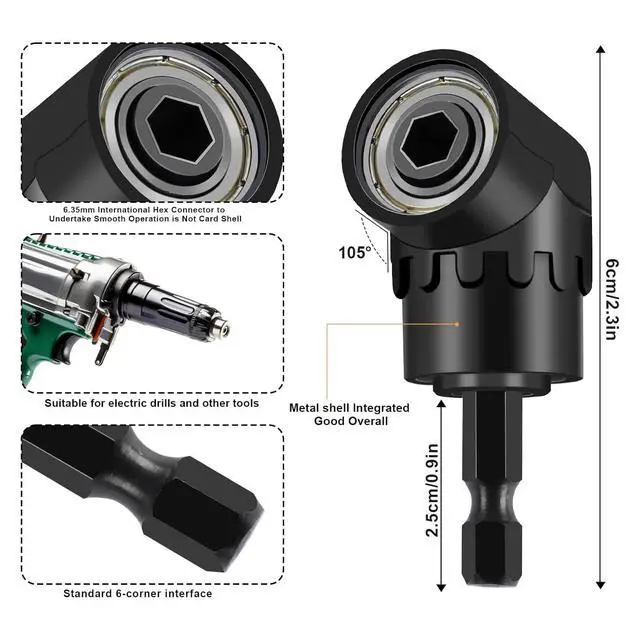 Alt view image 5 of 7 - 17 Pcs Flexible Drill Bit Extension 105 Degree Right Angle Drill Adapter,360° Rotatable 1/4 3/8 1/2" Impact Grade Socket Adapter Set,90° Angled Bits,Super Bit Shaft Extension Bits,Screwdriver Bit Set