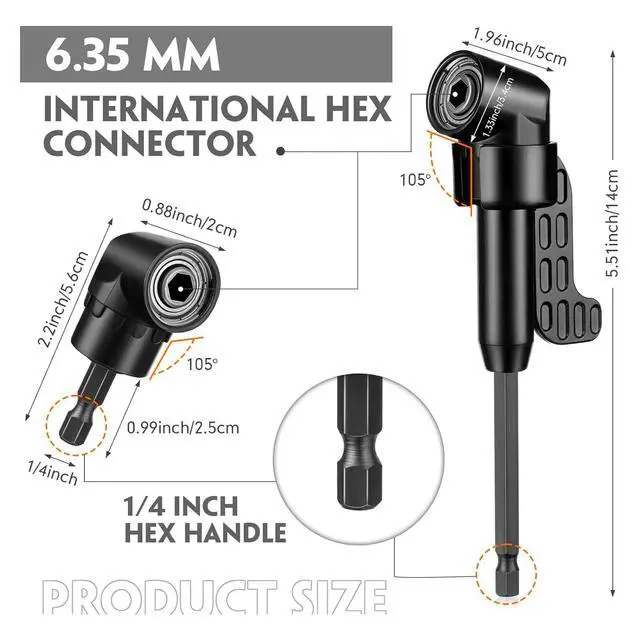 Alt view image 6 of 7 - 17 Pcs Flexible Drill Bit Extension 105 Degree Right Angle Drill Adapter,360° Rotatable 1/4 3/8 1/2" Impact Grade Socket Adapter Set,90° Angled Bits,Super Bit Shaft Extension Bits,Screwdriver Bit Set