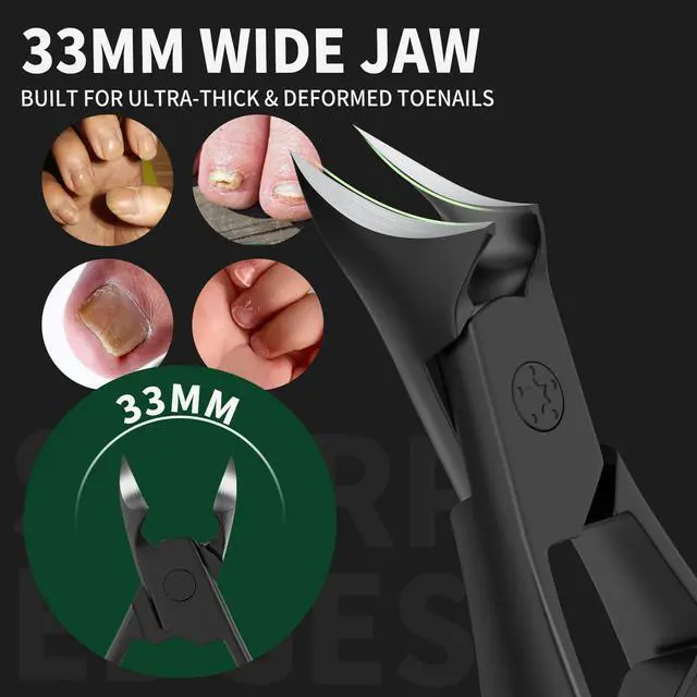 Alt view image 3 of 7 - Ingrown Nail Clippers, Slant Curved Blade Nail Clippers for Men Thick Ingrown Toenails with 33mm Wide Jaw Opening, Heavy Duty Stainless Steel Toenail Clippers for Seniors Thick Toenails Black