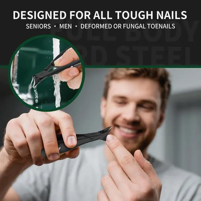 Alt view image 7 of 7 - Ingrown Nail Clippers, Slant Curved Blade Nail Clippers for Men Thick Ingrown Toenails with 33mm Wide Jaw Opening, Heavy Duty Stainless Steel Toenail Clippers for Seniors Thick Toenails Black