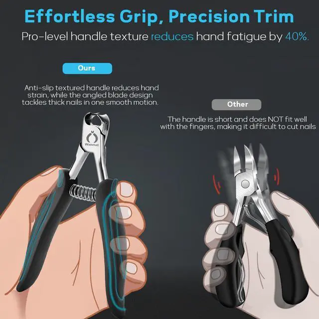 Alt view image 4 of 7 - Toenail Clippers, Professional Thick & Ingrown Nail Clippers for Men, Pedicure Clippers Toenail Cutter, Upgraded Toe Nail Clippers with Catcher and Non-Slip Handle