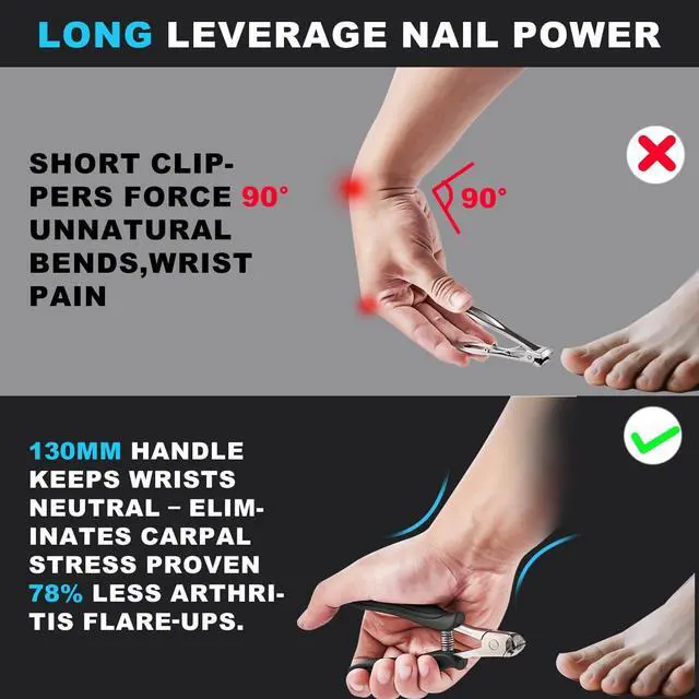 Alt view image 5 of 7 - Toenail Clippers, Professional Thick & Ingrown Nail Clippers for Men, Pedicure Clippers Toenail Cutter, Upgraded Toe Nail Clippers with Catcher and Non-Slip Handle