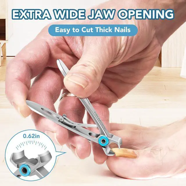 Alt view image 2 of 7 - Nail Clippers for Men Thick Nails - DRMODE 16MM Wide Jaw Opening Extra Large Toenail Clippers & Easy Grip 360 Degree Rotary Fingernail Clippers for Seniors Nail Cutter with Nail File Cuticle Trimmer