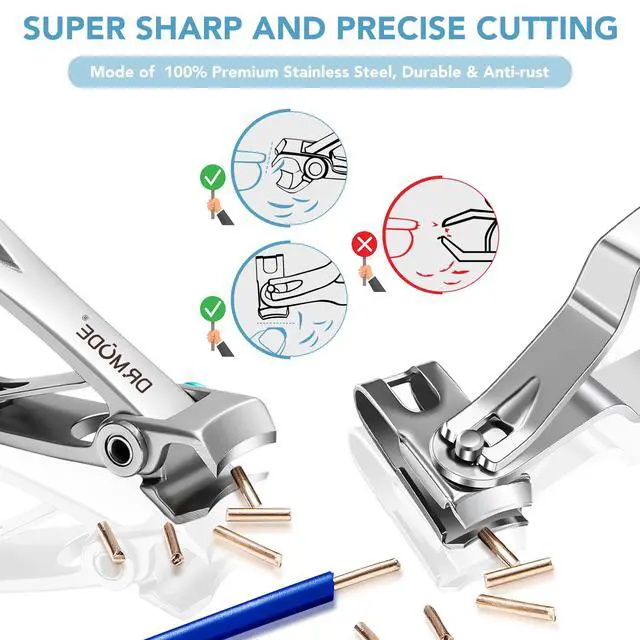 Alt view image 4 of 7 - Nail Clippers for Men Thick Nails - DRMODE 16MM Wide Jaw Opening Extra Large Toenail Clippers & Easy Grip 360 Degree Rotary Fingernail Clippers for Seniors Nail Cutter with Nail File Cuticle Trimmer