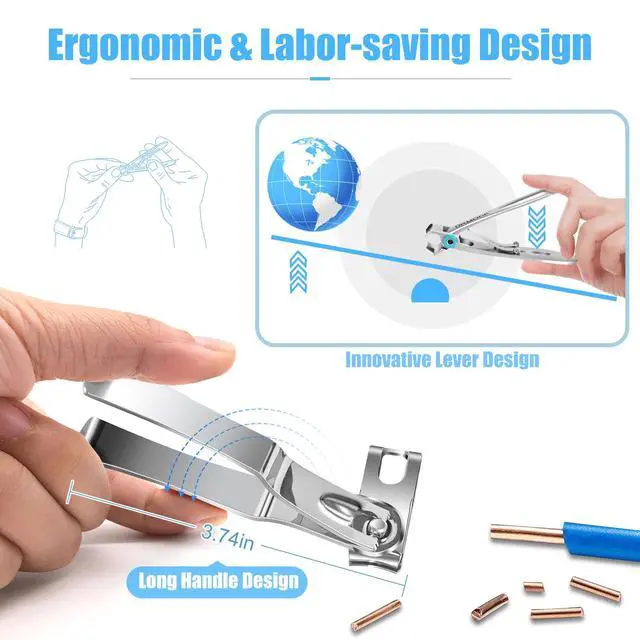 Alt view image 5 of 7 - Nail Clippers for Men Thick Nails - DRMODE 16MM Wide Jaw Opening Extra Large Toenail Clippers & Easy Grip 360 Degree Rotary Fingernail Clippers for Seniors Nail Cutter with Nail File Cuticle Trimmer
