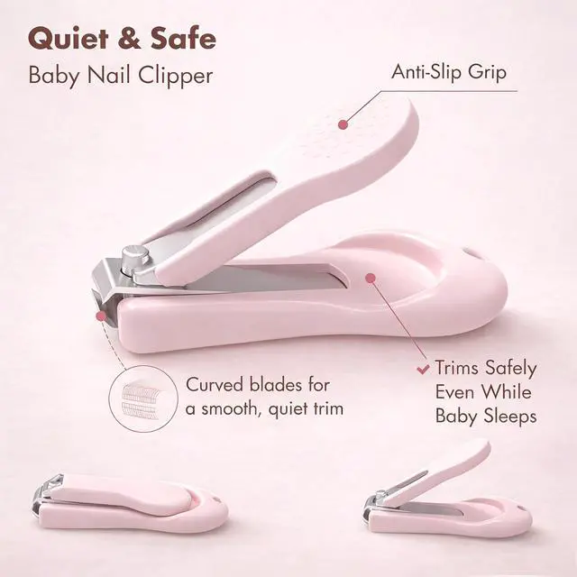 Alt view image 2 of 7 - Baby Nail Kit, 4-in-1 Baby Nail Care Set with Cute Case, Baby Nail Clippers, Scissors, Nail File & Tweezers, Baby Manicure Kit and Pedicure kit for Newborn, Infant, Toddler, Kids-Owl Pink