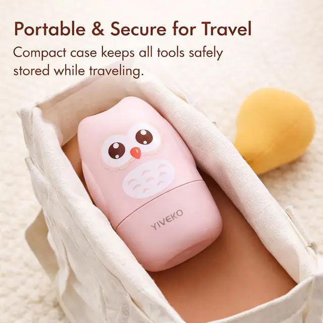 Alt view image 6 of 7 - Baby Nail Kit, 4-in-1 Baby Nail Care Set with Cute Case, Baby Nail Clippers, Scissors, Nail File & Tweezers, Baby Manicure Kit and Pedicure kit for Newborn, Infant, Toddler, Kids-Owl Pink