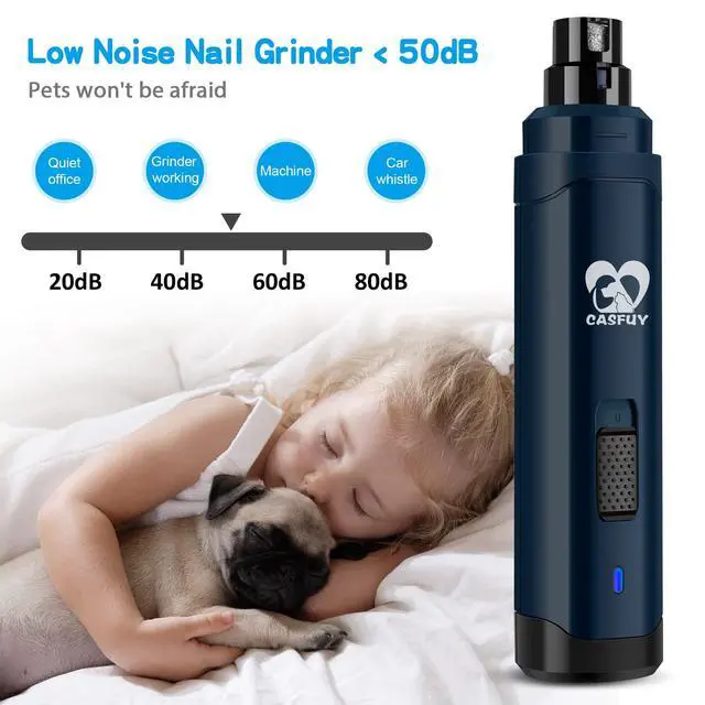 Alt view image 3 of 7 - Dog Nail Grinder Upgraded - Professional 2-Speed Whisper-Quiet Electric Pet Nail Trimmer Painless Paws Grooming & Smoothing for Small Medium Large Dogs & Cats (Dark Blue)
