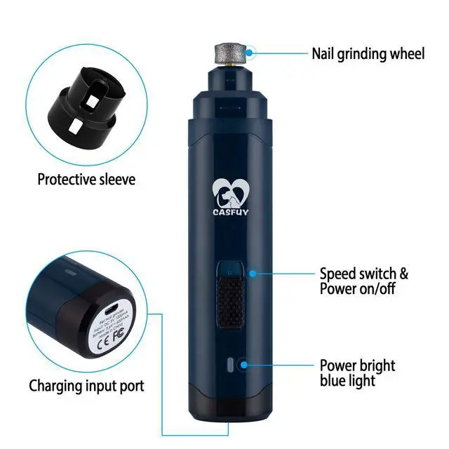Alt view image 6 of 7 - Dog Nail Grinder Upgraded - Professional 2-Speed Whisper-Quiet Electric Pet Nail Trimmer Painless Paws Grooming & Smoothing for Small Medium Large Dogs & Cats (Dark Blue)