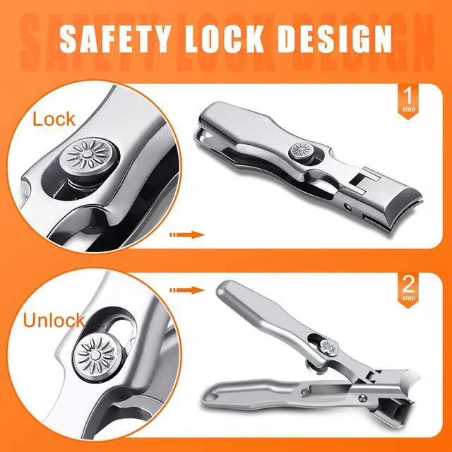 Alt view image 4 of 7 - Nail Clippers for Men Thick Nails with Catcher, Heavy Duty Toenail Clippers for Seniors with Safety Lock & Wide Opening, Large Sharp Fingernail Clipper No Splash Nail Cutter Gifts for Men Women Adults