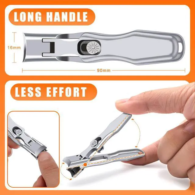 Alt view image 5 of 7 - Nail Clippers for Men Thick Nails with Catcher, Heavy Duty Toenail Clippers for Seniors with Safety Lock & Wide Opening, Large Sharp Fingernail Clipper No Splash Nail Cutter Gifts for Men Women Adults