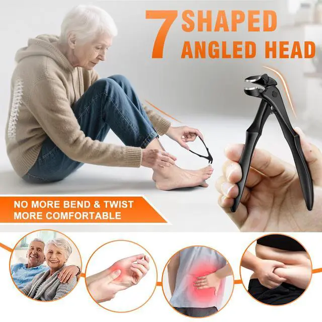 Alt view image 2 of 7 - Toenail Clippers for Thick Toenails for Seniors, Upgraded Long Handled Angled Head Toe Nail Clippers for Men Thick Nails with Wide Opening, Large Finger Nail Clippers Adult with Catcher