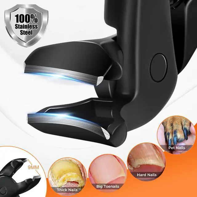 Alt view image 3 of 7 - Toenail Clippers for Thick Toenails for Seniors, Upgraded Long Handled Angled Head Toe Nail Clippers for Men Thick Nails with Wide Opening, Large Finger Nail Clippers Adult with Catcher