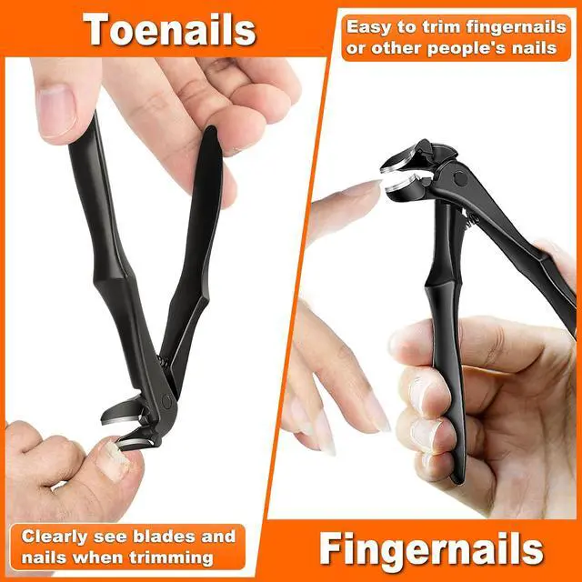 Alt view image 6 of 7 - Toenail Clippers for Thick Toenails for Seniors, Upgraded Long Handled Angled Head Toe Nail Clippers for Men Thick Nails with Wide Opening, Large Finger Nail Clippers Adult with Catcher