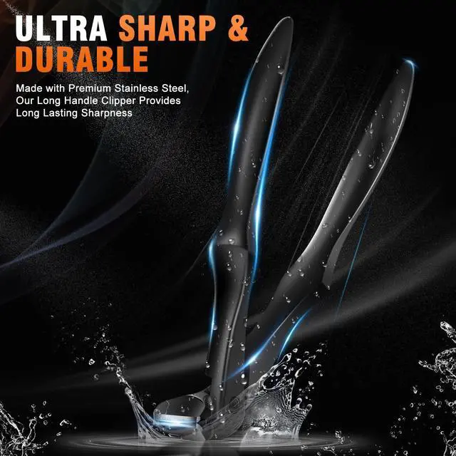 Alt view image 7 of 7 - Toenail Clippers for Thick Toenails for Seniors, Upgraded Long Handled Angled Head Toe Nail Clippers for Men Thick Nails with Wide Opening, Large Finger Nail Clippers Adult with Catcher