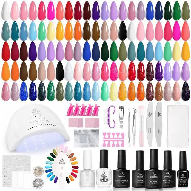 Main image of Nail Kit with U V Light, 68 Pcs Gel Nail Kit 35 Colors Emotional Spectrum with Base Matte&Glossy Top Coat Soak Off Nails Supplies Manicure Set Home Salon Gifts for Women