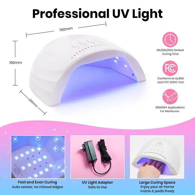 Alt view image 6 of 7 - Nail Kit with U V Light, 68 Pcs Gel Nail Kit 35 Colors Emotional Spectrum with Base Matte&Glossy Top Coat Soak Off Nails Supplies Manicure Set Home Salon Gifts for Women