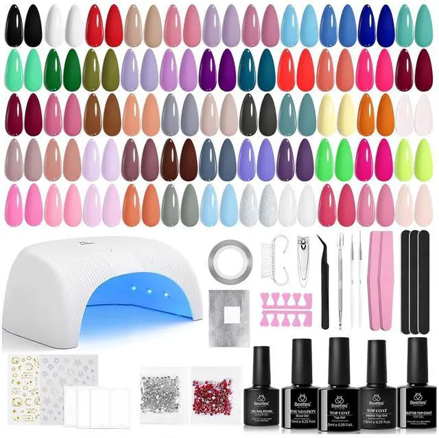 Main image of Nail Polish Kit with U V Light - 80Pcs Color Enchantment 55 Colors Gel Nail Kit with Everything Base Top Coat Beginner Starter at Home Nails Kit Manicure DIY Salon Tools Gifts for Women