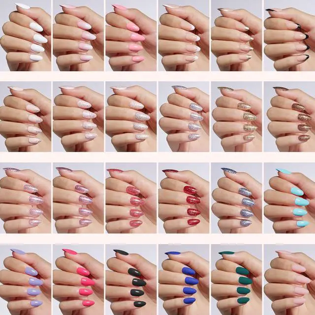Alt view image 3 of 7 - Press on Nails Kit 720Pcs 24 Colors, Short Almond Press on Nail Glossy Matte Glitter with Nail Glue & Nail Tabs Stickers, Natural Fit Lightweight Fake Nails Kit Art for Women Girls
