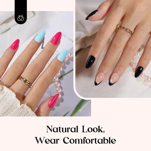 Alt view image 4 of 7 - Press on Nails Kit 720Pcs 24 Colors, Short Almond Press on Nail Glossy Matte Glitter with Nail Glue & Nail Tabs Stickers, Natural Fit Lightweight Fake Nails Kit Art for Women Girls