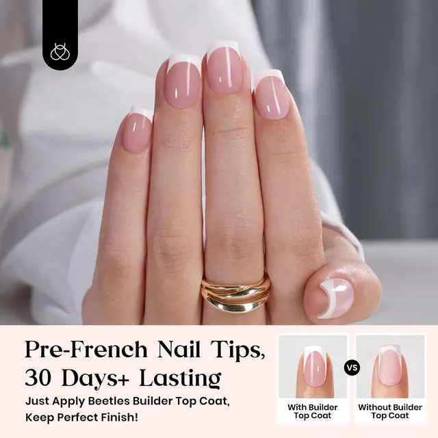 Alt view image 3 of 7 - Press On Nail Kit-Short Square French Tip Press On Nails, 150Pcs Pink French Nail Tips with Nail Glue & Remover Builder Top Coat Nail Lamp, All-in-One DIY Fake Nails Gift for Women