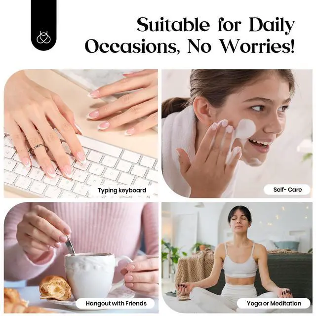 Alt view image 7 of 7 - Press On Nail Kit-Short Square French Tip Press On Nails, 150Pcs Pink French Nail Tips with Nail Glue & Remover Builder Top Coat Nail Lamp, All-in-One DIY Fake Nails Gift for Women