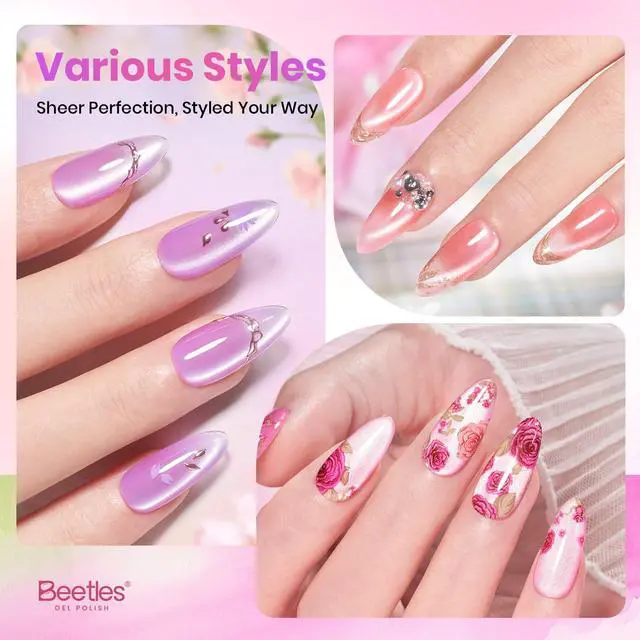 Alt view image 4 of 7 - Cat Eye Gel Nail Polish Set, 6 Colors Fairy Garden Pastel Spring Shimmer Glitter Gel Polish Kit Pink Red Blue Orange Green Purple Velvet Gel Soak Off UV Magnet Nail Art DIY Gift for Women