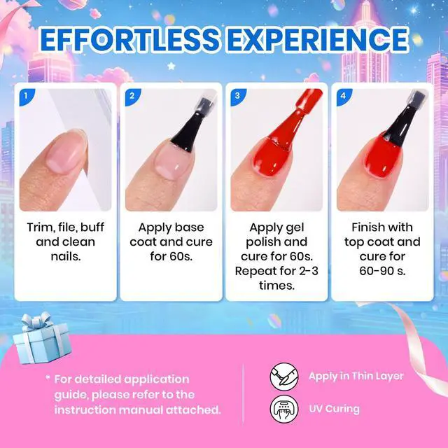 Alt view image 6 of 7 - Gel Nail Polish Set, 23 PCS 20 Colors Pastel Macaron Spring Gel Polish Kit, Dreamy Town Pink Yellow Green Blue Glitter Color Gel with Base Coat, Glossy Matte Top Coat, Soak Off UV LED