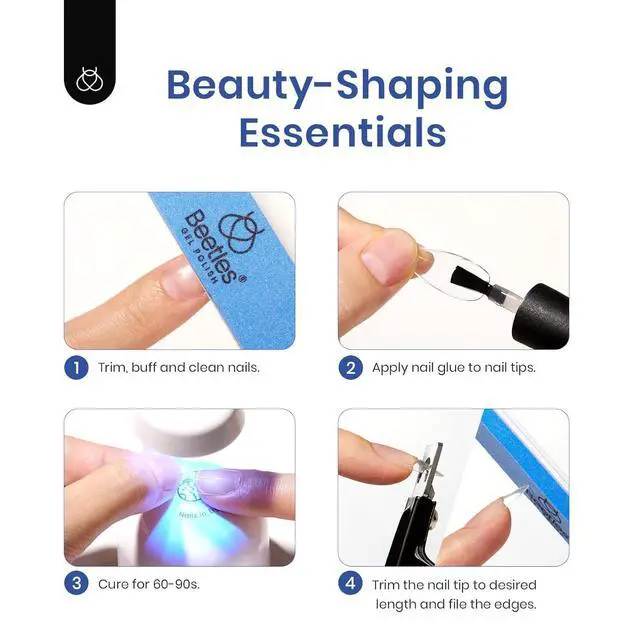 Alt view image 7 of 7 - Nail Kit, Short Almond Nail Tips Easy Extension Set 240 Pcs Pre Shaped Clear Full Cover Fake Nails Tips with 9 in 1 Nail Glue uv Led Lamp DIY Manicure Gifts for Women