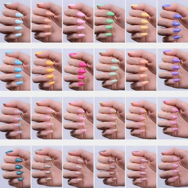 Alt view image 3 of 7 - Press On Nails Kit - Chromatic Reverie | 720Pcs 24 Colors Short Almond Press On Nails | 15 Sizes French Glossy Glitter with Nail Glue & Nail Tabs Stickers, Fake Nails Kit Art for Women