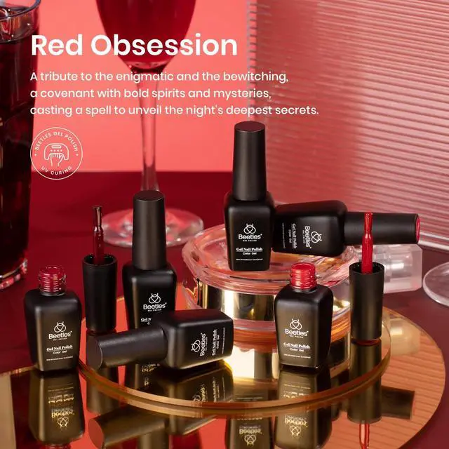 Alt view image 2 of 7 - Red Gel Polish Set - 6 Colors Nail Gel Polish Popular Jelly Shimmer Regular Collection Nail Art Design Soak Off UV LED Nail Kit Minicure DIY Home Salon Spring Gift for Women