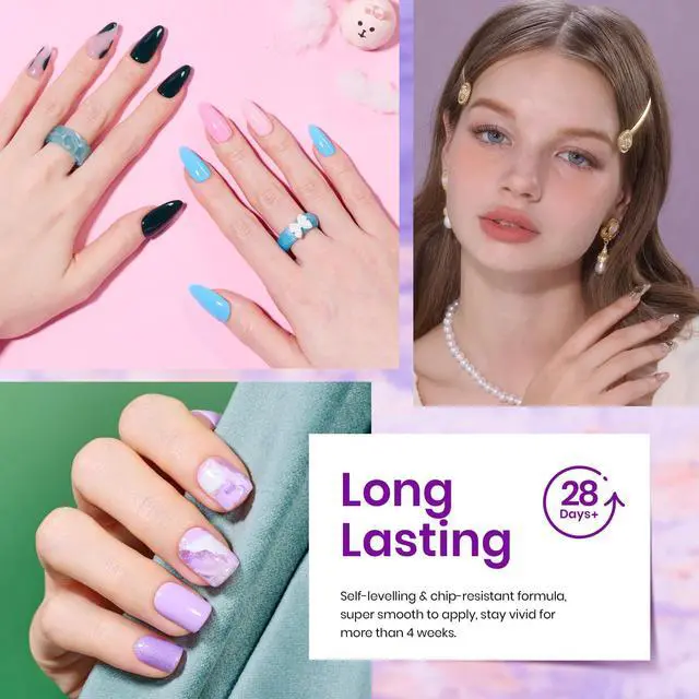 Alt view image 4 of 7 - Nail Polish Set - 32 Colors Summer Orange Red White Blue Purple Nude Black Brown Green Gel Polish, UV LED Soak Off Nail Kit with Base and Top Coat All Season Gift for Women