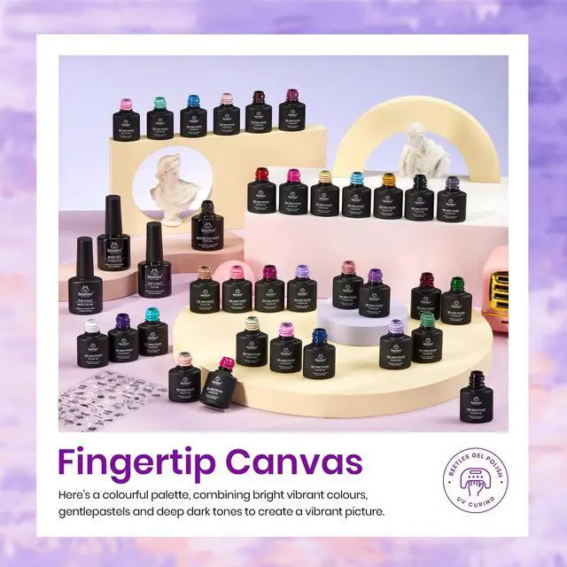 Alt view image 6 of 7 - Nail Polish Set - 32 Colors Summer Orange Red White Blue Purple Nude Black Brown Green Gel Polish, UV LED Soak Off Nail Kit with Base and Top Coat All Season Gift for Women