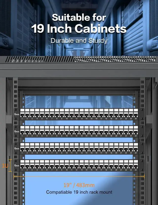 Alt view image 6 of 7 - 24 Port Patch Panel Cat6A Keystone Patch Panel (EC Listed) RJ45 Patch Panel Network Patch Panel with Smart Cable Management for 19inch Rackmount(Shielded)