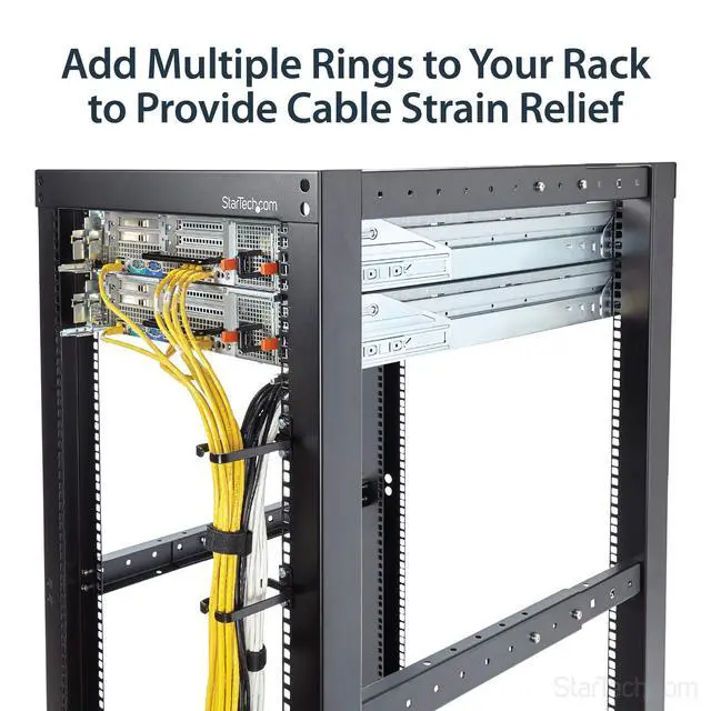 Alt view image 4 of 5 - 1U Vertical 1.8 x 3.9in (4.5 x 10cm) Server Rack Cable Management D-Ring Hook; Network Rack-Mount Cord Organizer; Cable Manager for 19" and 10" Cabinets