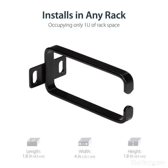 Alt view image 3 of 5 - 1U Vertical 1.8 x 3.9in (4.5 x 10cm) Server Rack Cable Management D-Ring Hook; Network Rack-Mount Cord Organizer; Cable Manager for 19" and 10" Cabinets