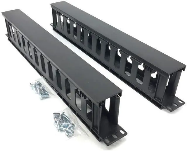Main image of 2 Pack 1U 12 Slot Horizontal Rack Mount Cable Management Organizer Plastic 19" Rack Mount with M6 Screws and Cage Nuts (PCMB12S2PC)