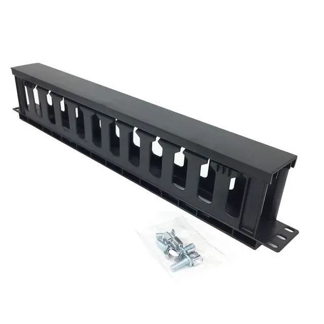 Alt view image 2 of 4 - 2 Pack 1U 12 Slot Horizontal Rack Mount Cable Management Organizer Plastic 19" Rack Mount with M6 Screws and Cage Nuts (PCMB12S2PC)