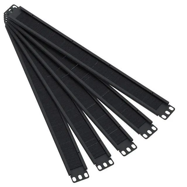 Alt view image 2 of 4 - 1U Brush Panel Horizontal Grommet Strip Server Rack Cable Management Panel (5-Pack)