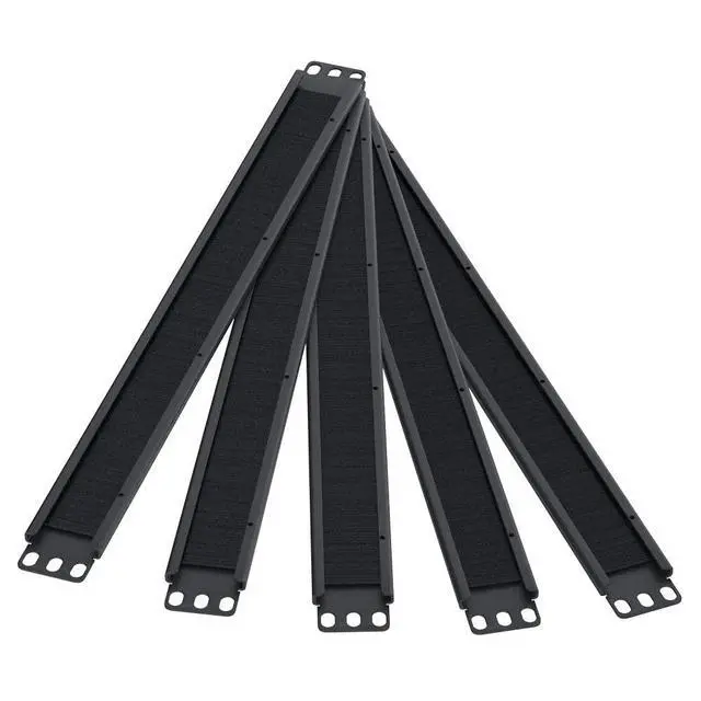 Alt view image 3 of 4 - 1U Brush Panel Horizontal Grommet Strip Server Rack Cable Management Panel (5-Pack)