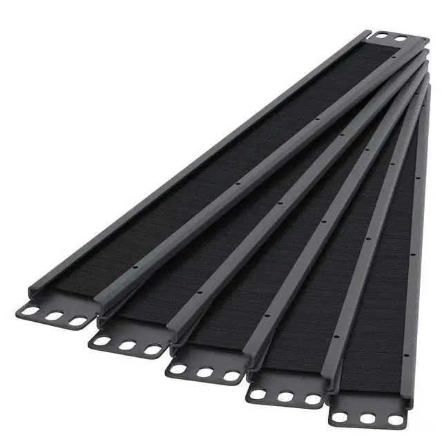 Alt view image 4 of 4 - 1U Brush Panel Horizontal Grommet Strip Server Rack Cable Management Panel (5-Pack)
