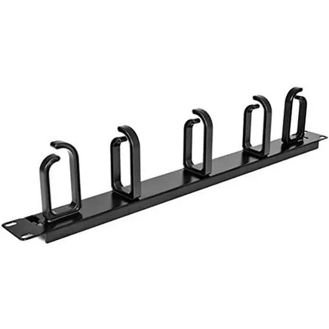 Alt view image 5 of 7 - 19 Server Rack Cable Management Panel w/ D-Ring Hooks - 1U Horizontal or Vertical Wire and Cord Manager - Metal , TAA (CABLMANAGER2)