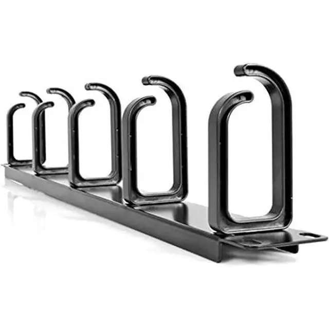 Alt view image 6 of 7 - 19 Server Rack Cable Management Panel w/ D-Ring Hooks - 1U Horizontal or Vertical Wire and Cord Manager - Metal , TAA (CABLMANAGER2)