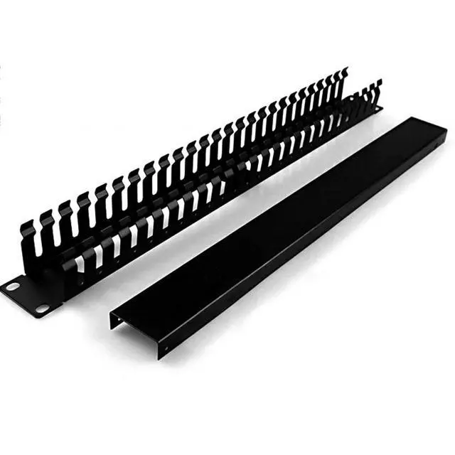 Alt view image 3 of 7 - 2-Pack 19 Inch 1U Cable Management Horizontal Cable Rack Mount Manager with mounting Screws for Service Rack Cabinet 24 Slot with Cover