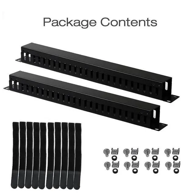 Alt view image 7 of 7 - 2-Pack 19 Inch 1U Cable Management Horizontal Cable Rack Mount Manager with mounting Screws for Service Rack Cabinet 24 Slot with Cover