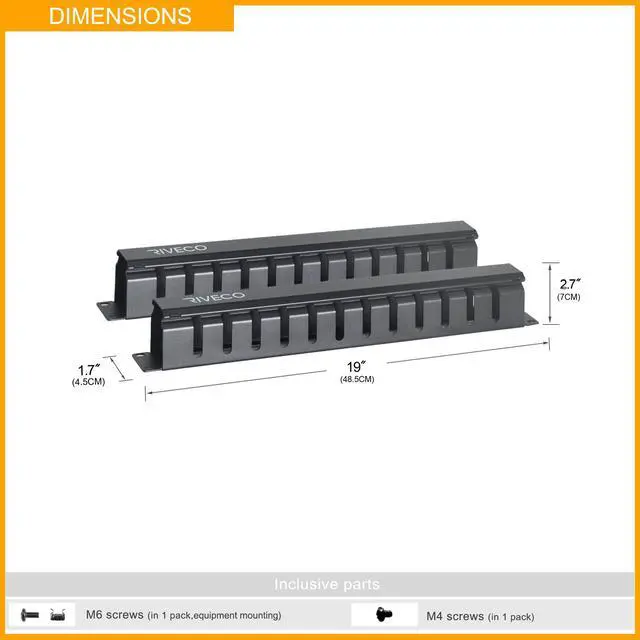 Alt view image 2 of 4 - 2PCS 1U 12 Slot Rack Manager, Server Rack Cable Management, Cord Wire Organizer with Cover for Network Rack Cabinet Horizontal Mount, 19-inches Cable Raceway