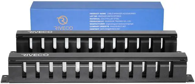 Main image of 2PCS 1U 12 Slot Rack Manager, Server Rack Cable Management, Cord Wire Organizer with Cover for Network Rack Cabinet Horizontal Mount, 19-inches Cable Raceway